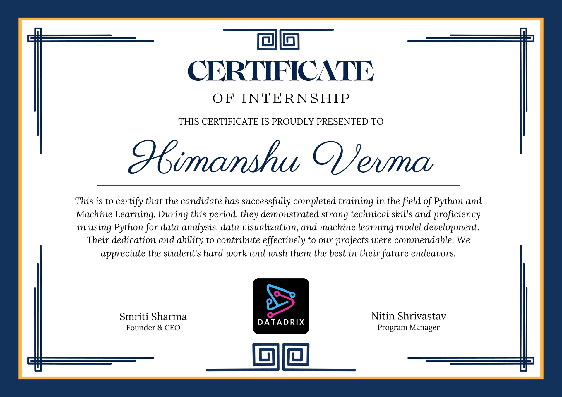 Training and Internship Certification in Data Analytics